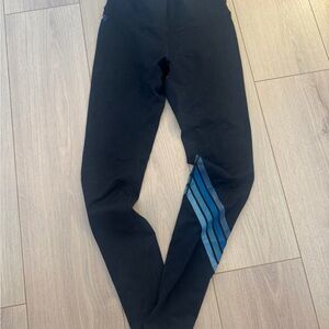 Aviator Nation Black Leggings with Blue Stripes